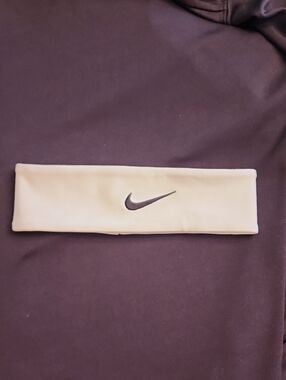 Nike White Headband with Black Swoosh Logo